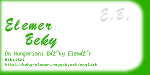 elemer beky business card
